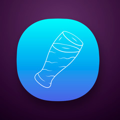 Beer app icon. Oktoberfest alcoholic drink. Bar, pub beverage. Non-alcoholic beer. Glassware shop. Football fan drink. UI/UX user interface. Web or mobile application. Vector isolated illustration