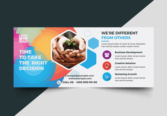 Multicolored Banner Layout with Hexagonal Graphics