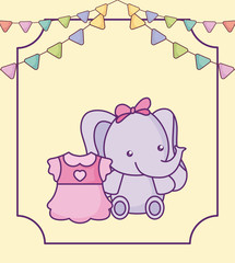 cute little elephant baby with dress girl and garlands