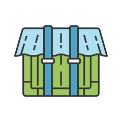 Game package color icon. Computer game box, parcel, container. Player inventory, equipment, items storage. Saving and delivery objects. Isolated vector illustration