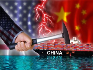 USA China flagge Containerschiff