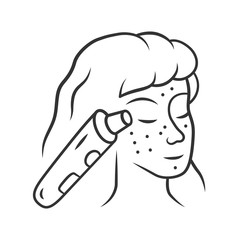 Blackhead remover linear icon. Pore cleaner. Vacuum comedone removing. Beauty device for home use. Thin line illustration. Contour symbol. Vector isolated outline drawing. Editable stroke