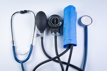 Baumanometer and stethoscope