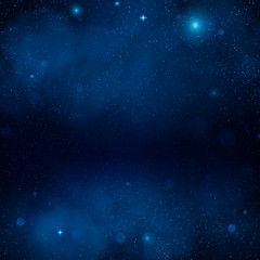 Obraz na płótnie Canvas Outer space blue nebula backdrop. Night shining starry sky, blue space background. Universe. Galaxy. EPS 10