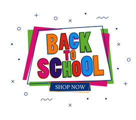 Back to school sale colorful banner on white background