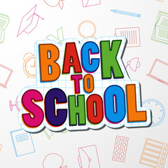 Back to school colorful banner on white background