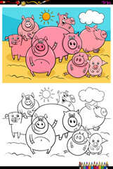 happy pigs animal characters group color book
