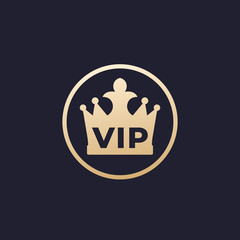 VIP icon with crown, vector design