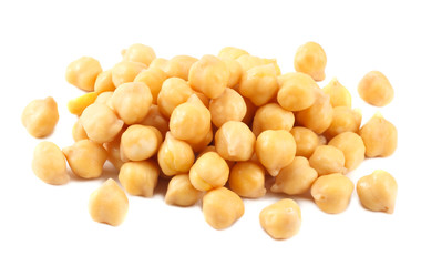 chickpeas isolated on a white background. food