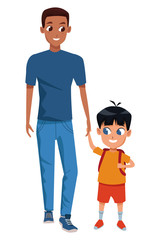 Family single father with children