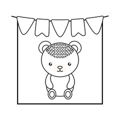 cute little bear baby with garlands hanging