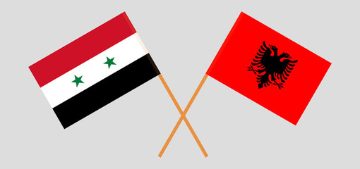 Albania and Syria. Crossed Albanian and Syrian flags