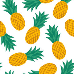 vector seamless pattern of exotic fruits: pineapple. Tropical food. Hand-drawn flat illustration. use for the menu and textile.