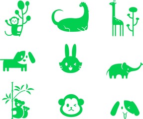 green animal stencil art set