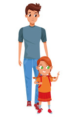 Family single father with children