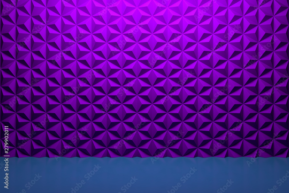 Poster modern showcase with empty space on violet geometric background. 3d rendering.