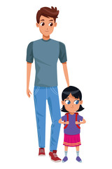 Family single father with kid