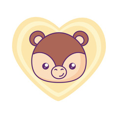 head of cute little bear baby in heart