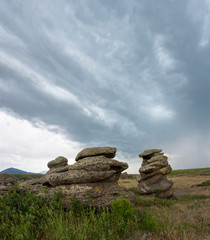 rock piles in storm