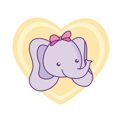 head of cute little elephant baby in heart