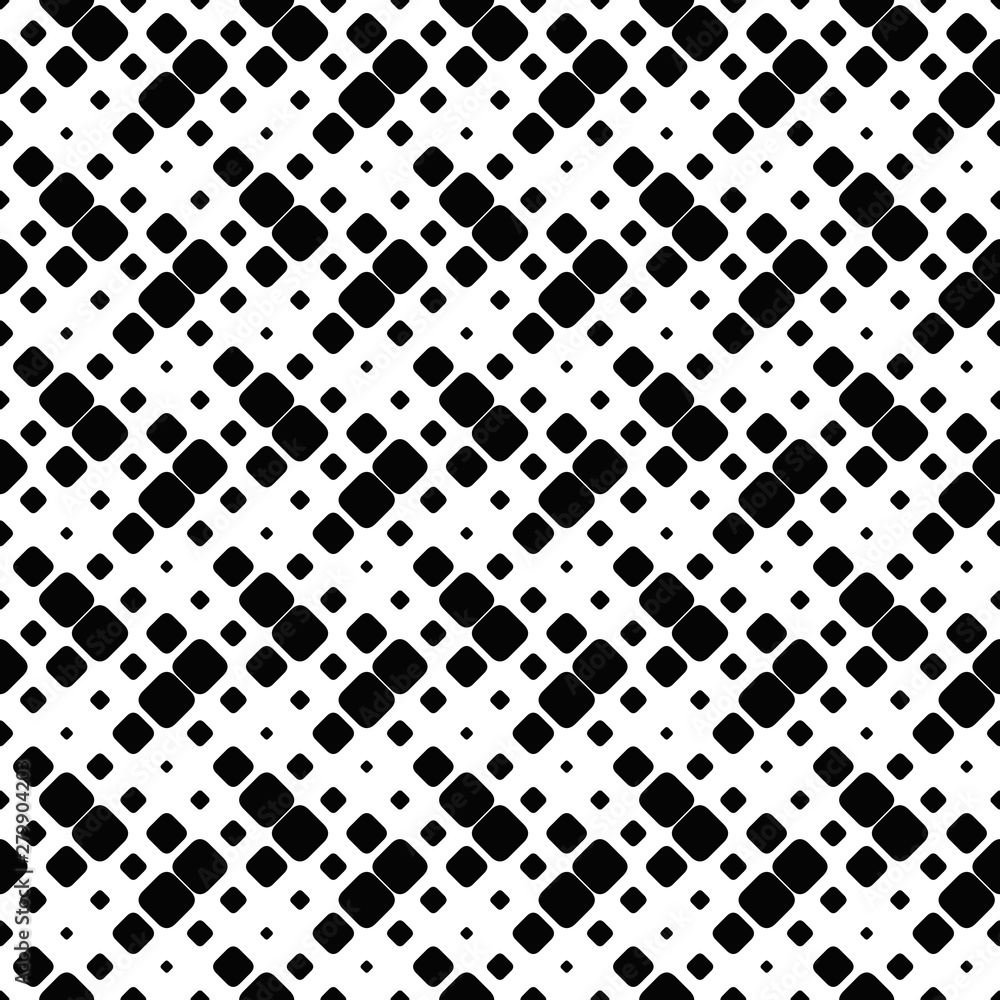 Poster seamless diagonal rounded square pattern background - black and white abstract vector design