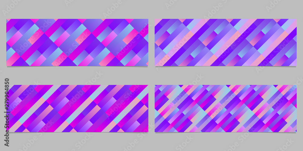 Poster gradient stripe pattern banner background set - abstract vector graphic from diagonal rectangles