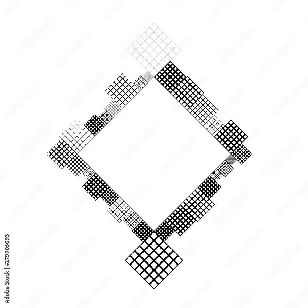 Poster diagonal geometrical minimal black and white square badge design element - modern vector graphic wit