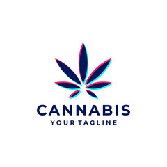 Cannabis overlapping color logo and icon design vector.