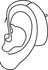 Vector illustration of an ear with hearing aid