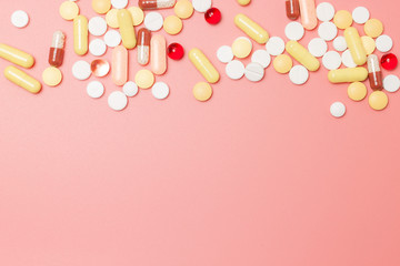 Assorted pharmaceutical medicine pills, tablets and capsules