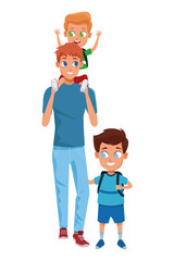 Family single father with children