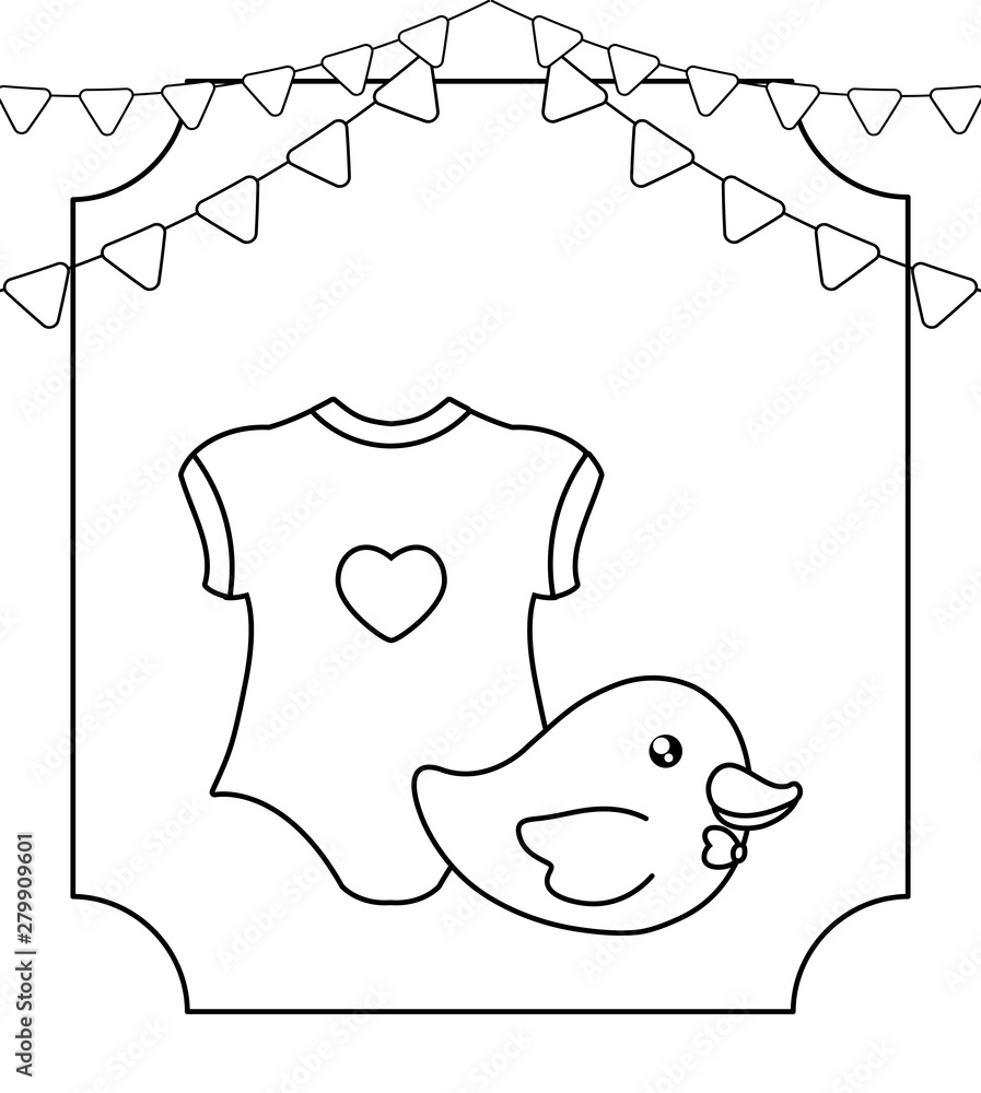 Sticker clothes baby for girl with duck plastic toy with garlands