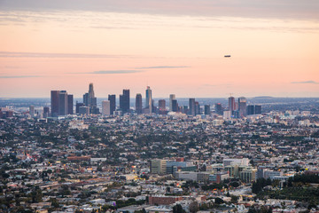 View over Los Angeles city from Griffith hills in the evening