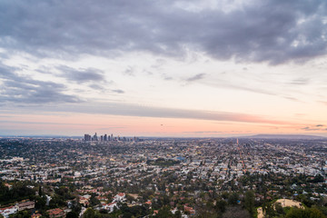 View over Los Angeles city from Griffith hills in the evening