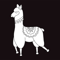 Vector illustration of cute cartoon llama