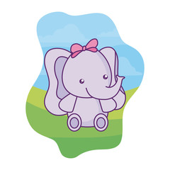 cute little elephant baby in landscape