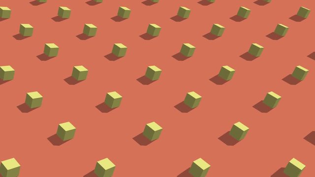 Isometric Cube Animation. Yellow and Orange cubes walking synchron. Simple cube animation. Unsatisfying Animation