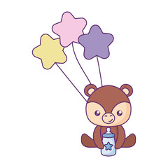cute little bear baby with balloons helium