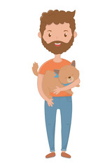 Boy with cat cartoon design