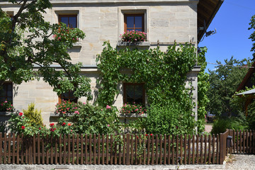 old house with flowers