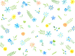 花と葉　水彩イラスト　背景壁紙