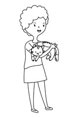 Girl with cat cartoon design