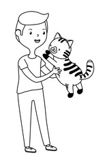 Boy with cat cartoon design