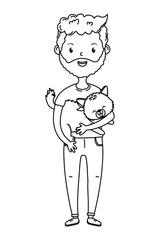 Boy with cat cartoon design