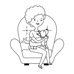 Girl with dog cartoon design