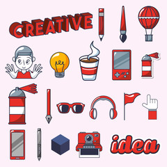bundle of creative photographic ideas set icons