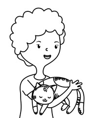 Girl with cat cartoon design