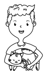 Boy with cat cartoon design