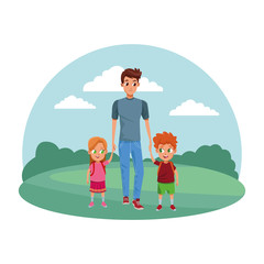 Obraz na płótnie Canvas Family single father with children