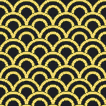 Seamless black and gold art deco rococo vintage gorgeous pattern vector